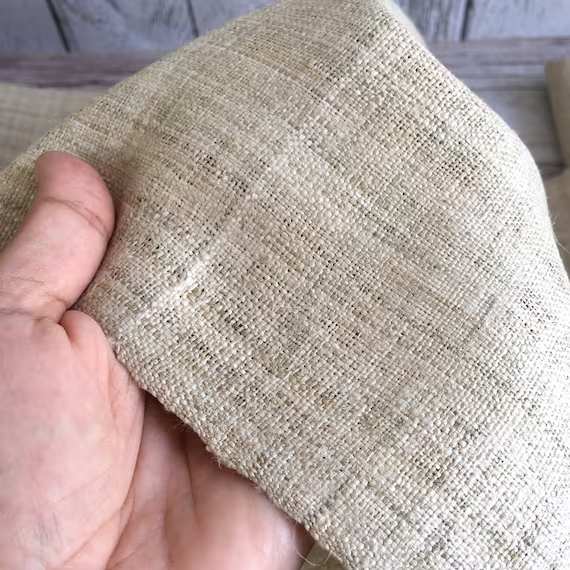 Organic hemp fabric in hand-woven texture