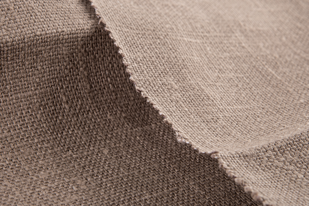 Natural organic linen fabric detail