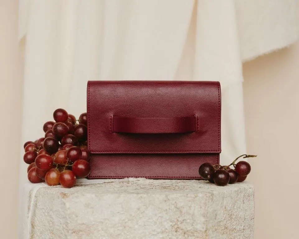 Grape leather handbag made from wine waste