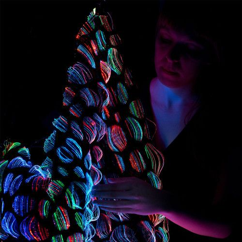 Innovative glowing smart fabrics with LED technology representing the future of textiles in 2025
