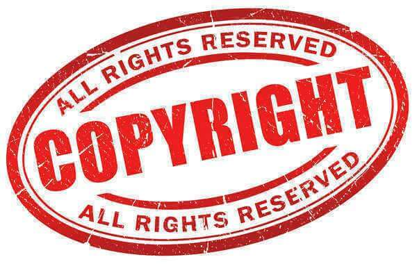 Copyright in fashion industry symbol showing all rights reserved for original clothing and design creations.