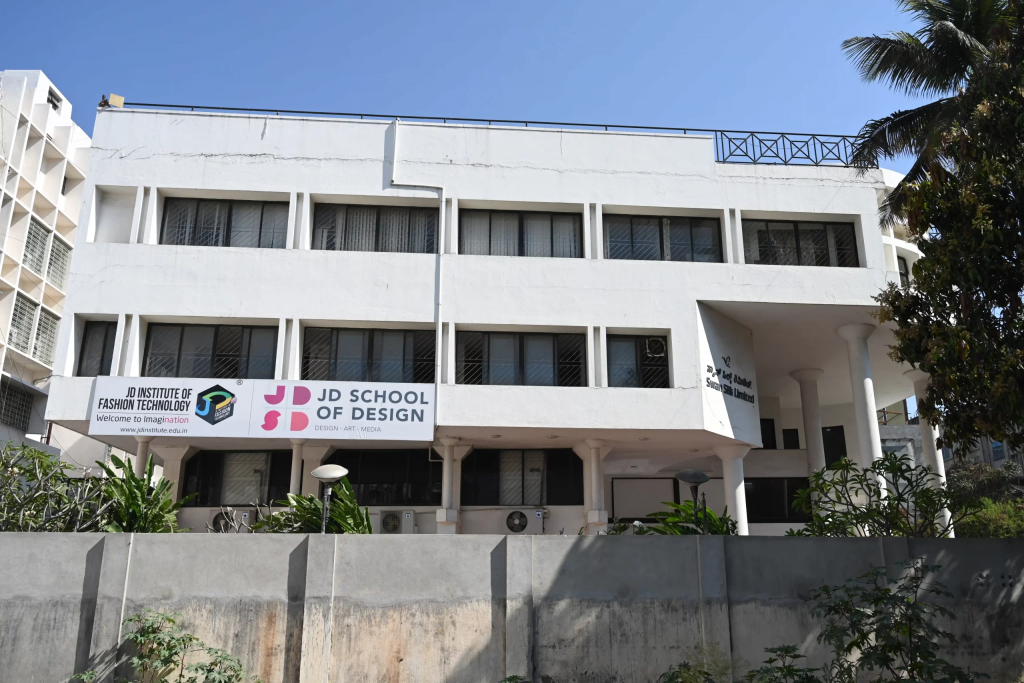 JD Institute of Fashion Technology Hyderabad campus building entrance with institutional signage and modern architectural design