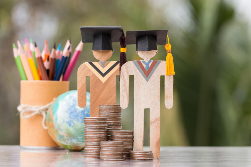 Cost of fashion designing courses in India with graduation figures, coins, and education concept representing tuition fees and scholarships