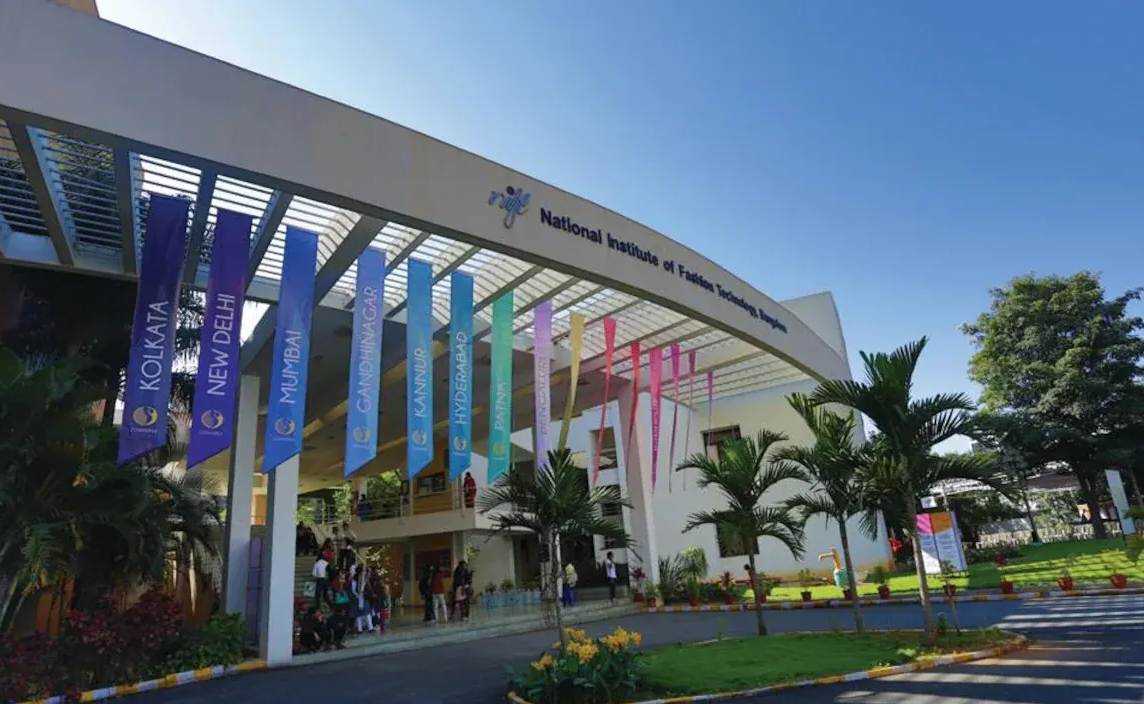 NIFT campus building with students – leading fashion design college in India known for competitive entrance exams and limited seats