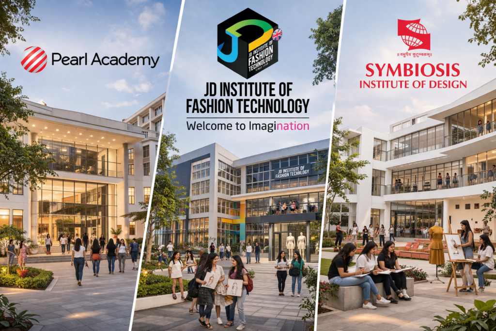Pearl Academy, JD Institute of Fashion Technology, and Symbiosis Institute of Design campuses – leading private fashion design colleges in India