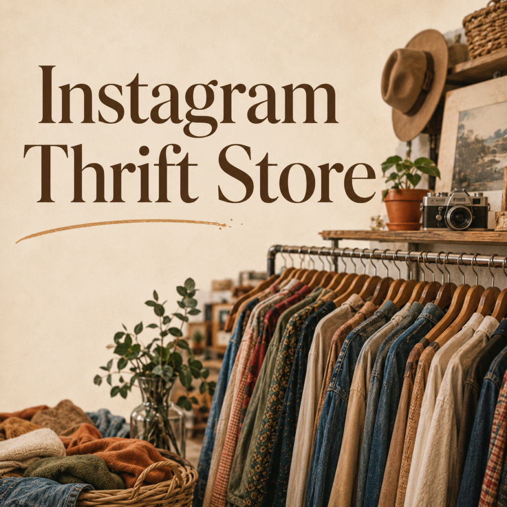 Instagram thrift store featuring curated vintage clothing and sustainable fashion collection.