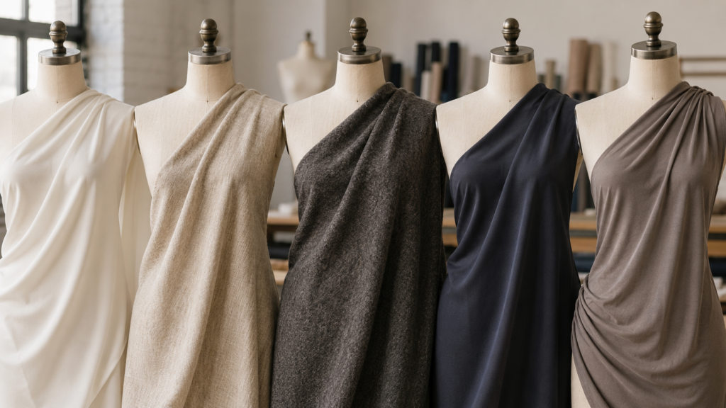 Fabric types demonstrating how material choice affects clothing fit, drape and garment structure
