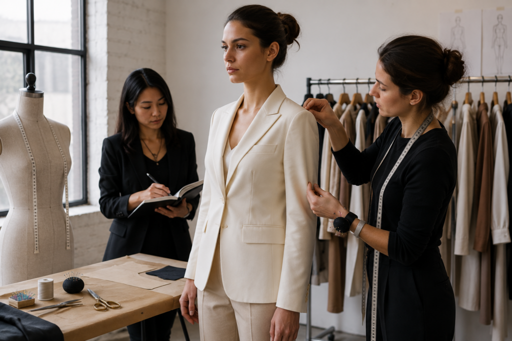 Different clothing fit types illustrating variations in garment silhouette and ease for fashion apparel